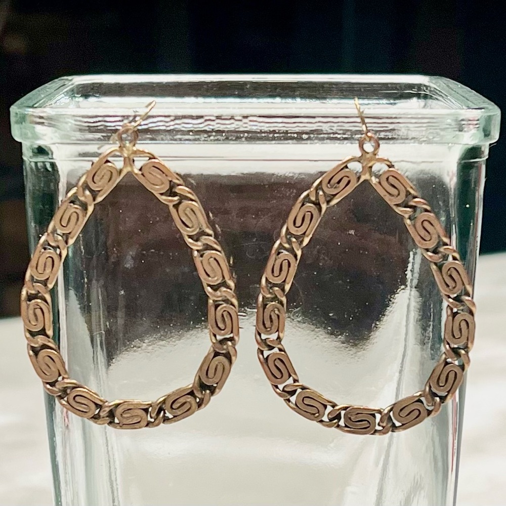 🤩 Brass Teardrop Dangle Earrings – Bold & Boho Vintage Style